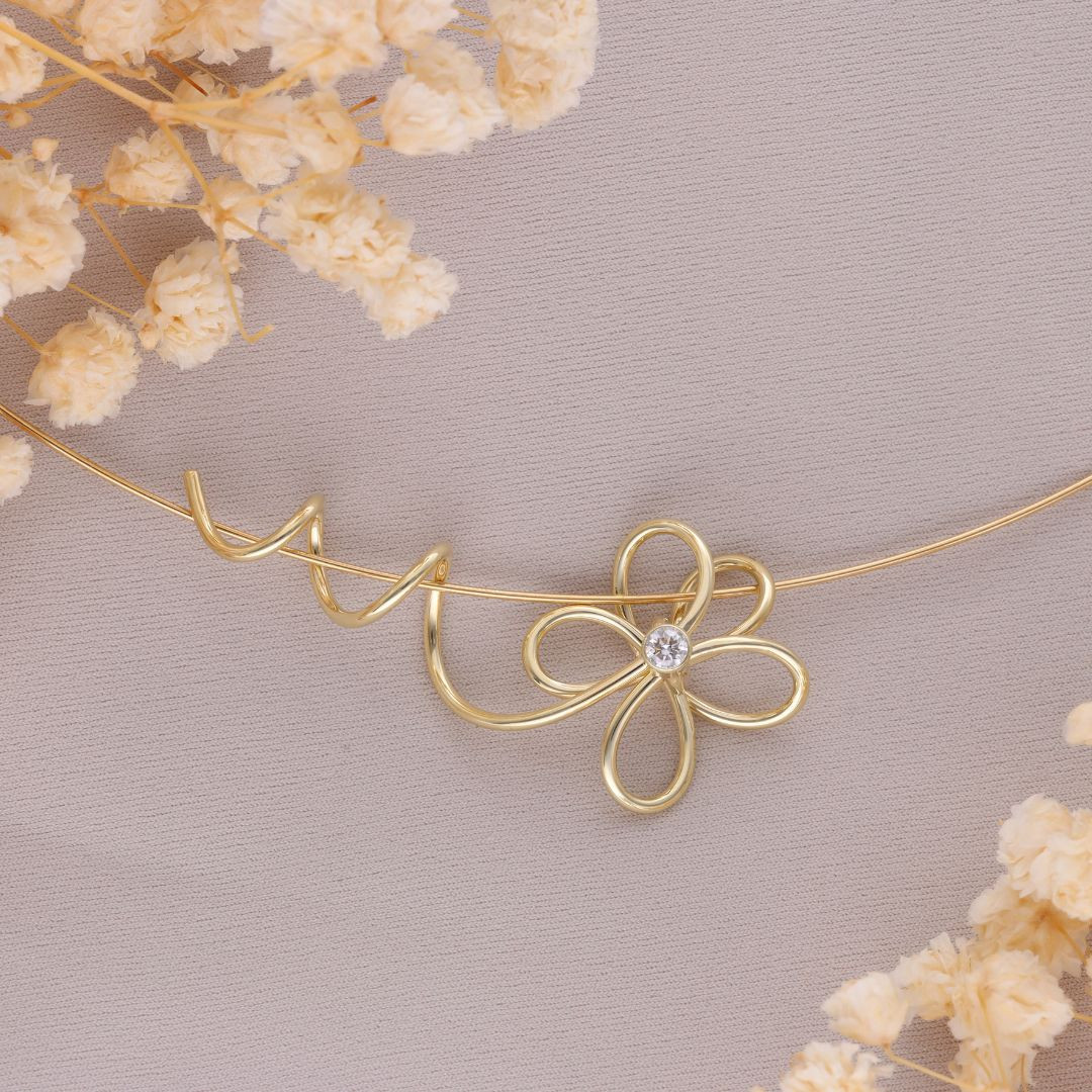 Bloemen hanger geelgoud